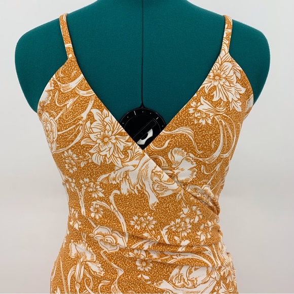 Joie NWT Burnt Orange and Off-White Floral V-Neck Sleeveless Midi Dress, Medium - Picture 3 of 17